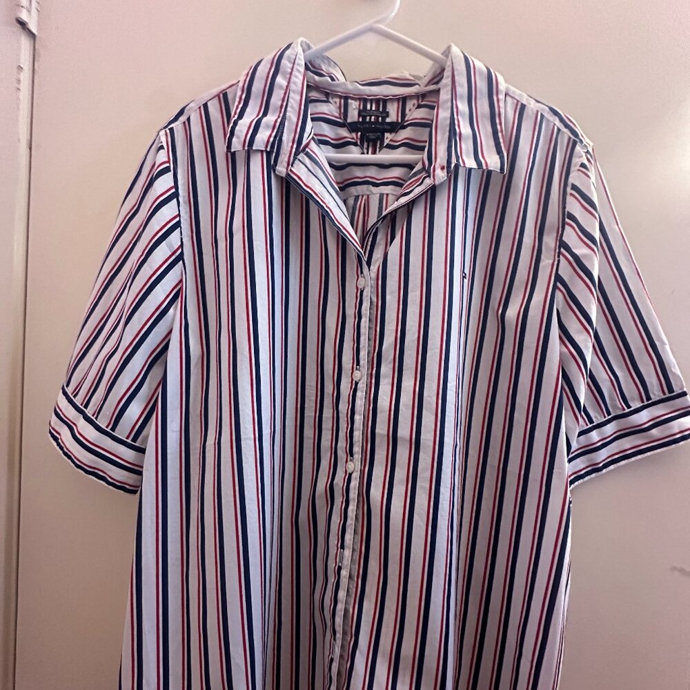 Plus-Size Tommy Hilfiger Striped Button Down Blouse